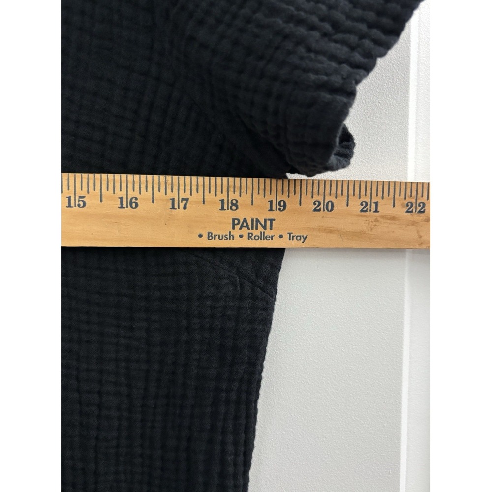 J Jill Small Tall Black Cotton Gauze Tiered Dress Short Sleeve Button Front 0515 - Picture 7 of 8